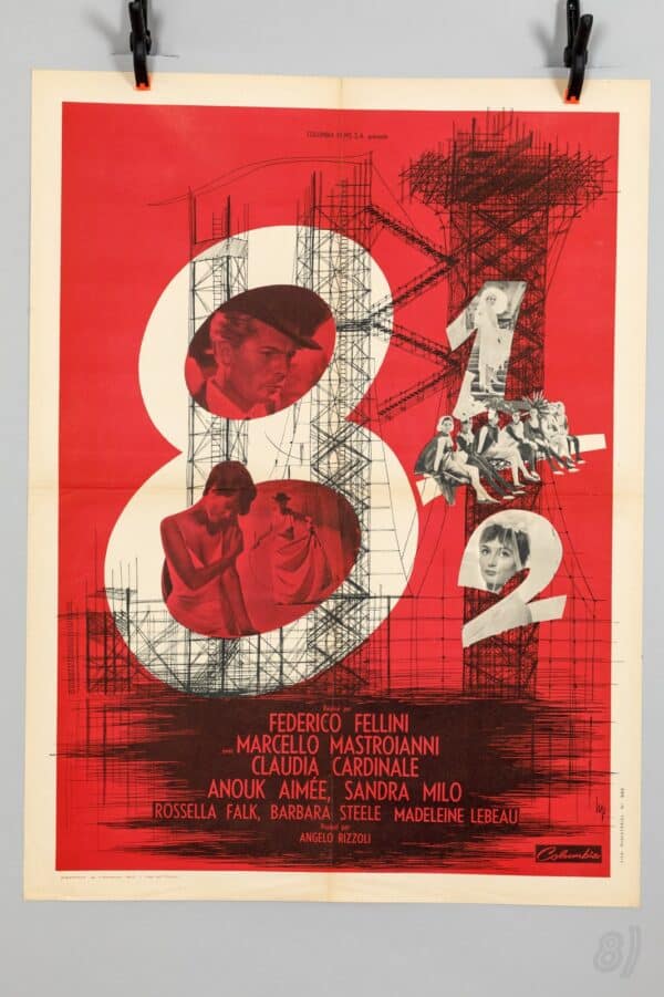 8½ Federico Fellini 1963 Original French Film Poster Columbia