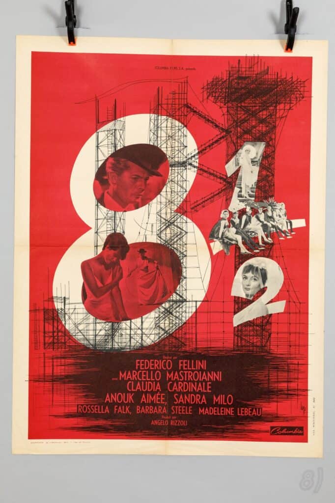 8½ Federico Fellini 1963 Original French Film Poster Columbia