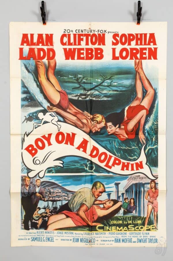 Boy on a Dolphin 1957 Original Egyptian Movie Poster Sophia Loren