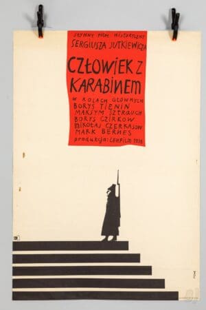 Człowiek z Karabinem 1938 Soviet Film Polish Poster Jerzy Flisak
