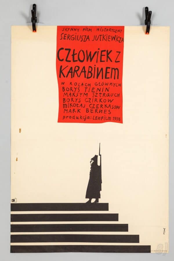 Człowiek z Karabinem 1938 Soviet Film Polish Poster Jerzy Flisak