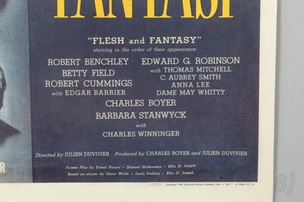 Flesh and Fantasy 1943 Original Universal Pictures Movie Poster Flesh and Fantasy 1943 Original Universal Pictures Movie Poster