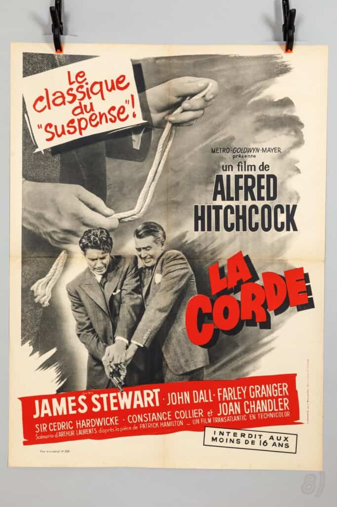 La Corde – Alfred Hitchcock French Film Poster, Rope (1948)