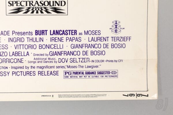 Moses (1975) Burt Lancaster Original US Insert Movie Poster Moses (1975) Burt Lancaster Original US Insert Movie Poster