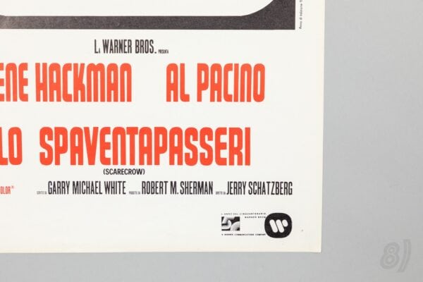Scarecrow (1973) Italian Locandina Film Poster – Hackman & Pacino