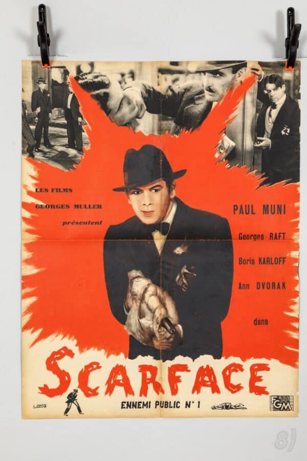 Scarface 1932 Original French Movie Poster – Paul Muni Howard Hawks