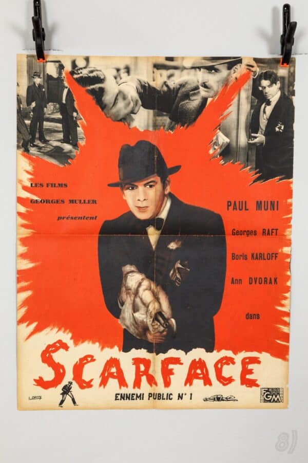 Scarface 1932 Original French Movie Poster Paul Muni Howard Ha Scarface 1932 Original French Movie Poster – Paul Muni Howard Hawks