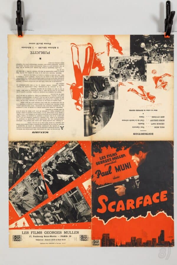 Scarface 1932 Original French Movie Poster Paul Muni Howard Ha Scarface 1932 Original French Movie Poster – Paul Muni Howard Hawks