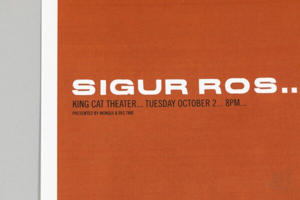 Sigur Rós Gig Poster King Cat Theater Seattle 2001 Signed Sigur Rós Gig Poster King Cat Theater Seattle 2001 Signed