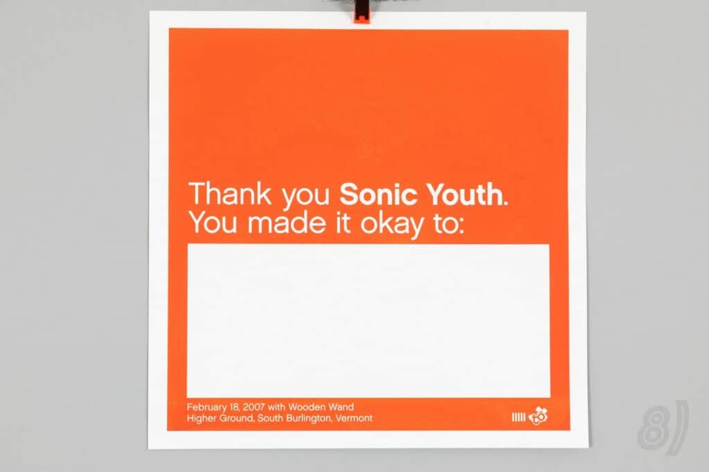 Sonic Youth 2007 Gig Poster Higher Ground South Burlington Vermont