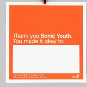 Sonic Youth 2007 Gig Poster Higher Ground South Burlington Vermont