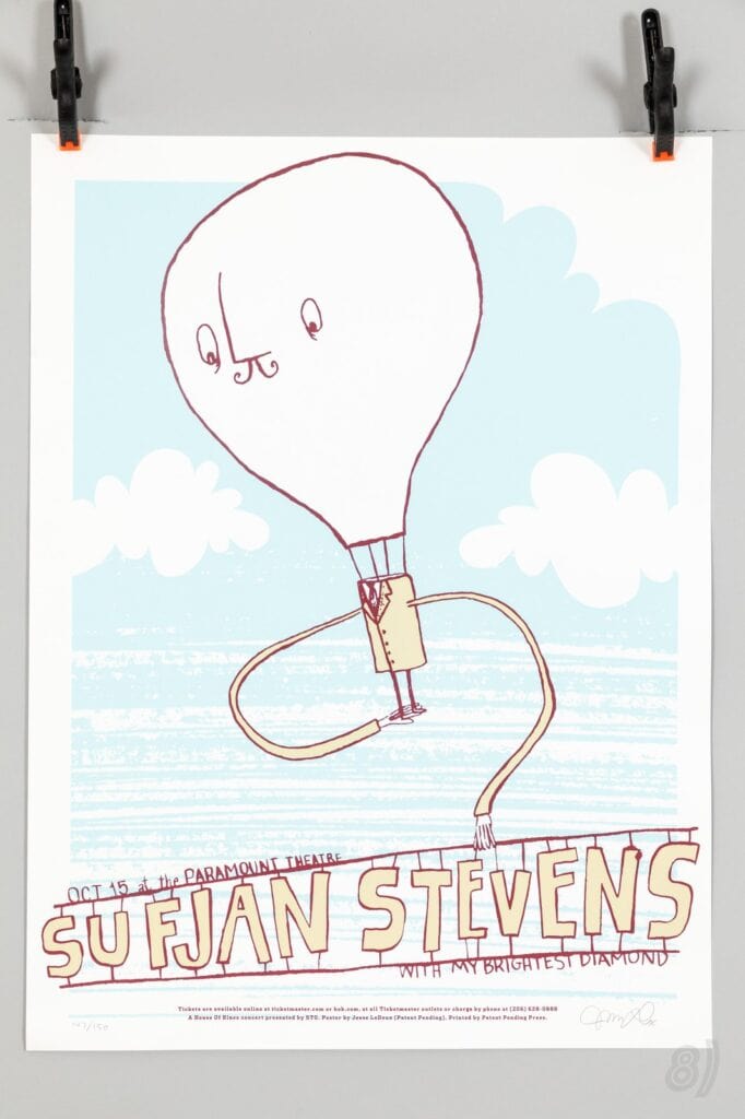 Sufjan Stevens Paramount Theatre Oct 15 Gig Poster 147/150 Signed