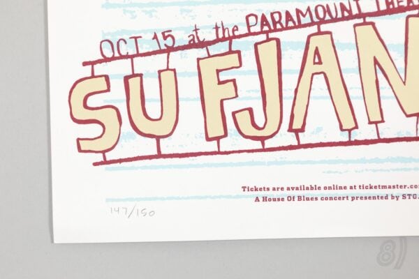 Sufjan Stevens Paramount Theatre Oct 15 Gig Poster 147/150 Signe Sufjan Stevens Paramount Theatre Oct 15 Gig Poster 147/150 Signed