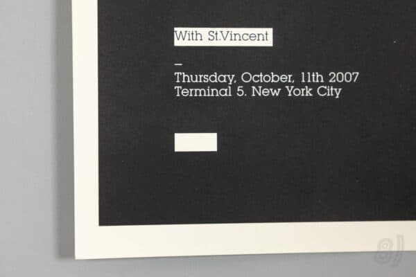 The National with St. Vincent Gig Poster – Terminal 5, NYC 2007